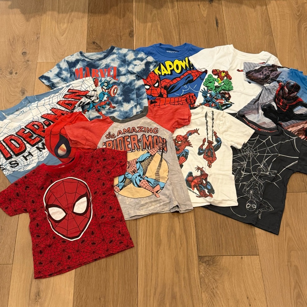 Bundle of 9 Spider-Man/Suoerhero Shirts 4T